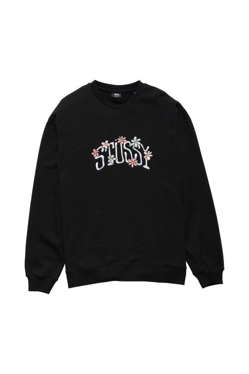 Stussy Mens Flowers 50/50 Crew Sweaters Black - EGWYV2790